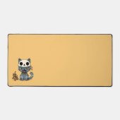 Witch Cat Voodoo Doll on Yellow Schreibtischunterlage (Vorderseite)