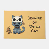 Witch Cat Voodoo Doll Yellow Custom Text Fußmatte (Vorderseite)