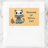 Witch Cat Voodoo Doll Yellow Custom Text Rechteckiger Aufkleber (Tasche)