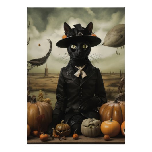 Witch Cat with Pumpkins  Fotodruck (Vorne)