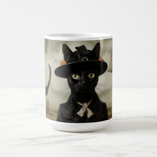 Witch Cat with Pumpkins Kaffeetasse (Mittel)