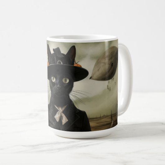 Witch Cat with Pumpkins Kaffeetasse (VorderseiteRechts)