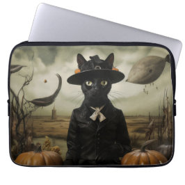 Witch Cat with Pumpkins  Laptopschutzhülle