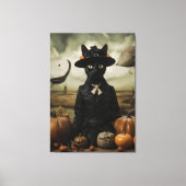 Witch Cat with Pumpkins  Leinwanddruck (Vorderseite)