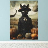 Witch Cat with Pumpkins Leinwanddruck (Insitu (Holzboden))
