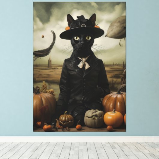 Witch Cat with Pumpkins  Leinwanddruck (Insitu (Holzboden))