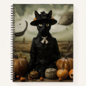 Witch Cat with Pumpkins Notizblock (Vorderseite)