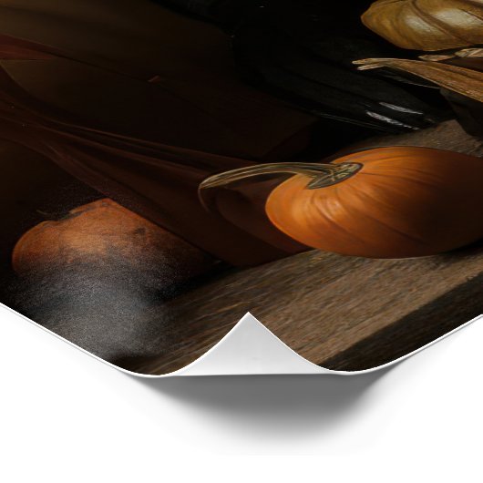 Witch Cat with Pumpkins  Poster (Ecke)