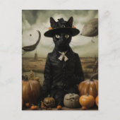 Witch Cat with Pumpkins Postkarte (Vorderseite)