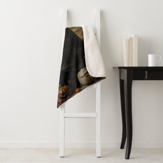 Witch Cat with Pumpkins Sherpadecke (Beispiel)