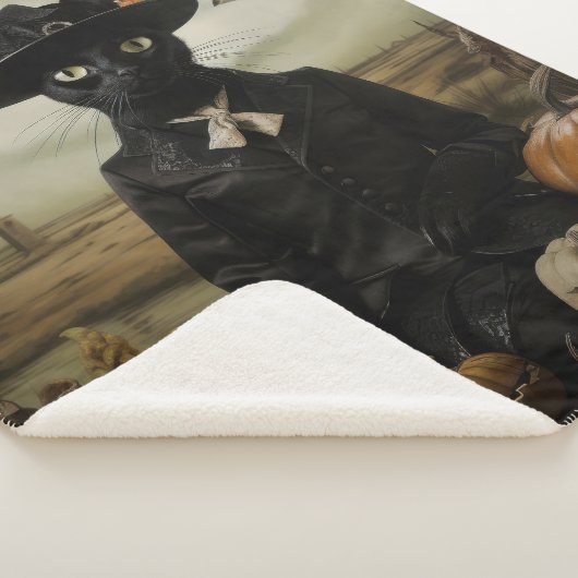 Witch Cat with Pumpkins Sherpadecke (3/4)