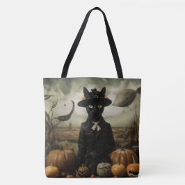 Witch Cat with Pumpkins Tasche