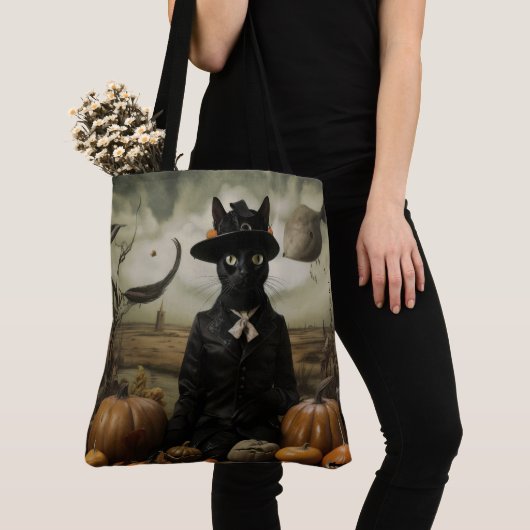 Witch Cat with Pumpkins Tasche (Von Nahem)
