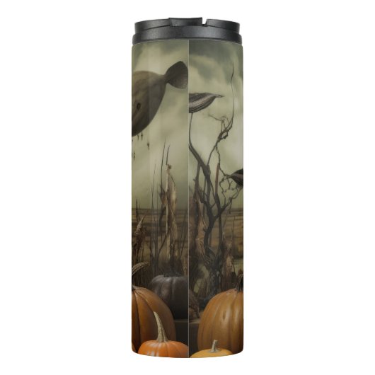 Witch Cat with Pumpkins  Thermosbecher (Rückseite)