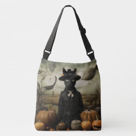 Witch Cat with Pumpkins Tragetaschen Mit Langen Trägern