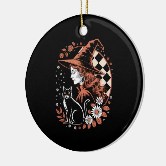 Witch Checkered Halloween Keramik Ornament (Links)
