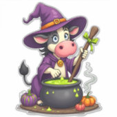 Witch Cow Cauldron Brew Aufkleber (Vorderseite)