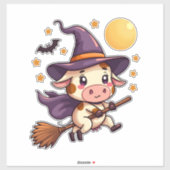 Witch Cow on a Broomstick Aufkleber (Blatt)