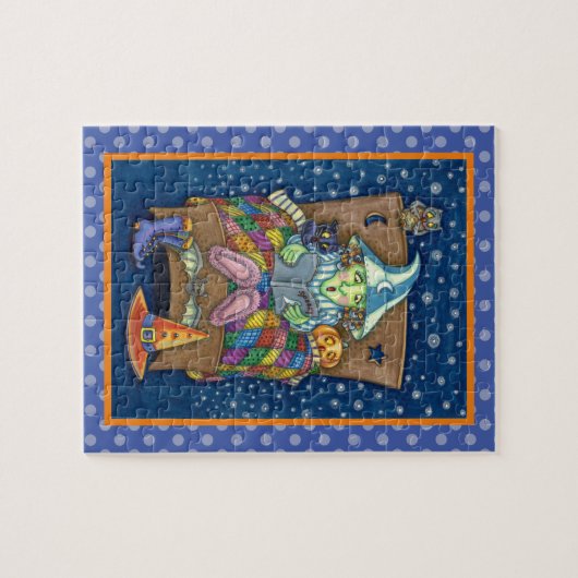 WITCH ERZÄHLEN SPOOKY BEDTIME STORIES, HALLOWEEN PUZZLE (Horizontal)