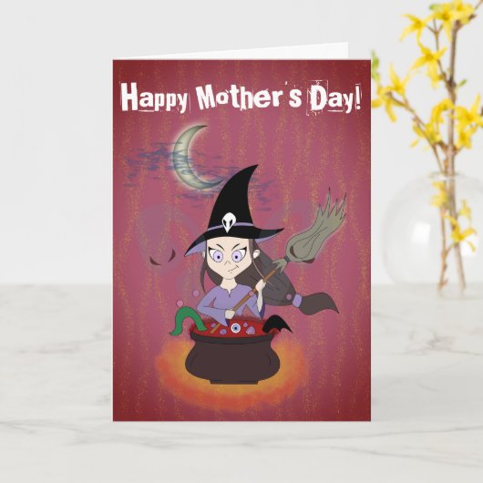 Witch Funny Happy Mother's Day Karte (Gelbe Blume)