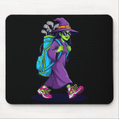 Witch Golf Halloween Costume Funny Retro Design Lo Mousepad (Vorne)