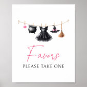 Witch Halloween Baby Shower Favors Sign Poster (Vorne)