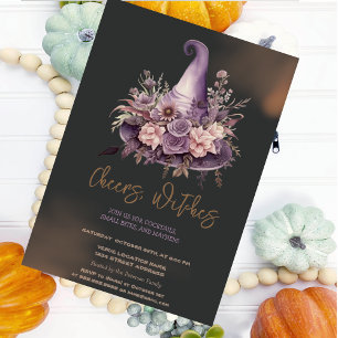Witch Hat Moon Dark Halloween-Party Einladung