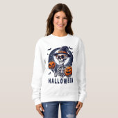 Witch Hat Skeleton with Twin Pumpkins Sweatshirt (Vorne ganz)