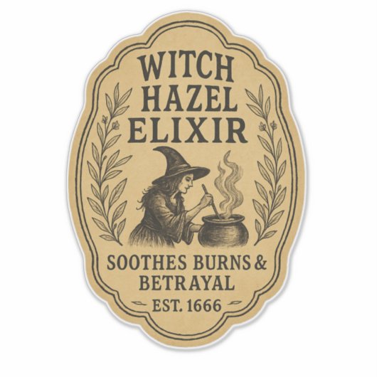 Witch Hazel Elixir - Halloween Apothecary Label (Vorderseite)