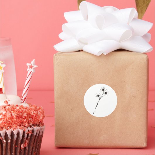 Witch Hazel Inspired Ink Botanical Art on  Runder Aufkleber (Party)