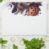 Witch Highland Halloween Cow Geschirrtuch (Gefaltet)