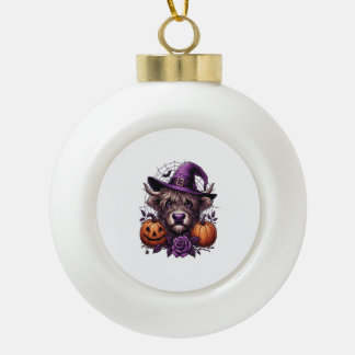 Witch Highland Halloween Cow Keramik Kugel-Ornament