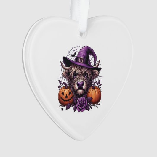 Witch Highland Halloween Cow Ornament (Vorderseite)