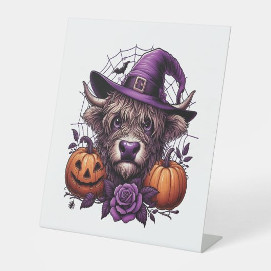 Witch Highland Halloween Cow Sockelschild (Vorderseite)
