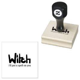 Witch in hand-lettered black ink saying gummistempel