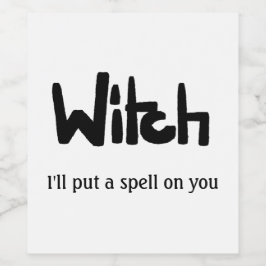 Witch in hand-lettered black ink saying weinetikett