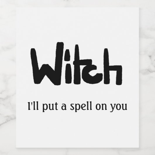Witch in hand-lettered black ink saying weinetikett (Einzelnes Label)