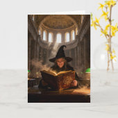 Witch in the Library Blank Inside All Occasions Karte (Gelbe Blume)