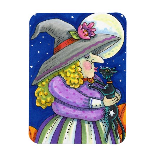 WITCH IST MIT KÜCHEN, SCHWARZEN KATZKISSEN GERÄUMT MAGNET (Vertikal)