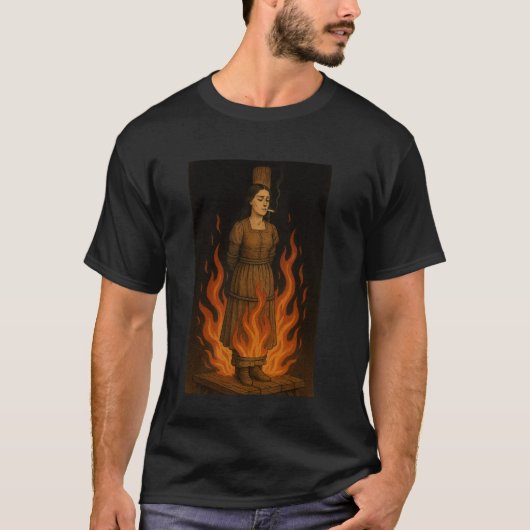 Witch Lighting Cigarette With Flames Occult Unholy T-Shirt (Vorderseite)