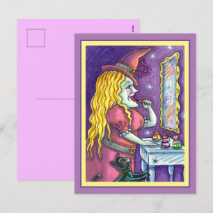 WITCH LIPSTICK, PERFUME & NAIL POLISH, FUNNY NIEDL FEIERTAGSPOSTKARTE