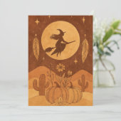 Witch Moon Halloween Boho Einladung (Stehend Vorderseite)