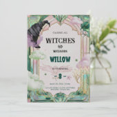 Witch Musical Birthday Invitation Magical Canva Einladung (Stehend Vorderseite)