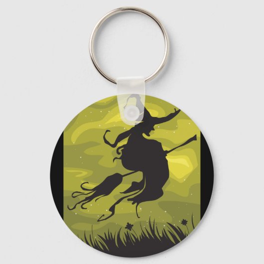 Witch On A Broomstick Keychain Schlüsselanhänger (Vorderseite)