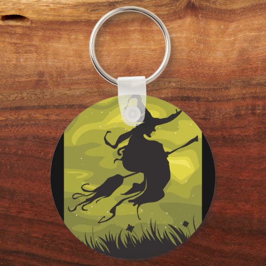 Witch On A Broomstick Keychain Schlüsselanhänger (Vorderseite)
