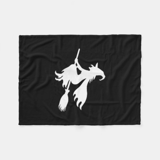 Witch On Broomstick Halloween Subtle Minimal Funny Fleecedecke (Vorderseite (Horizontal))