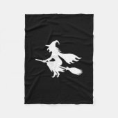 Witch On Broomstick Halloween Subtle Minimal Funny Fleecedecke (Vorderseite)