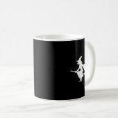 Witch On Broomstick Halloween Subtle Minimal Funny Kaffeetasse (VorderseiteRechts)