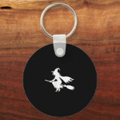 Witch On Broomstick Halloween Subtle Minimal Funny Schlüsselanhänger (Vorderseite)