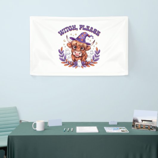 Witch Please Highland Cow Halloween Banner (Messeveranstaltung)